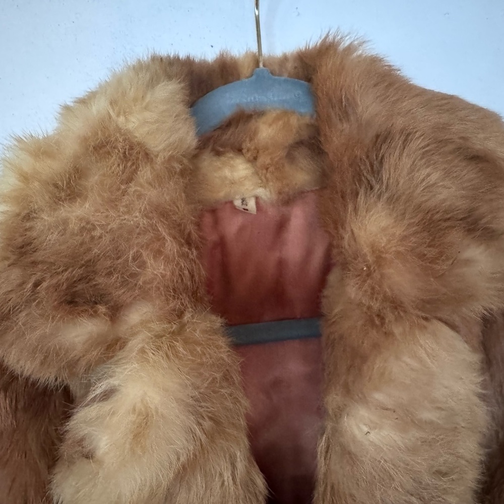 Vintage Genuine Fur Belted Wrap Coat | Soft Honey Brown | Glam Boho Luxe - Picture 4 of 8